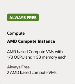 Screenshot of Oracle's marketing page for their free compute tier